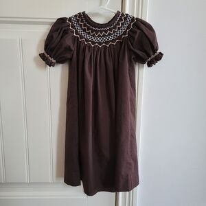 Mom & me brown smocked bishop dress  embroidered cottagecore prairie 12 …